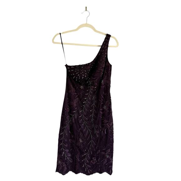 Sue Wong Nocturne Purple Beaded Lace One Shoulder Evening Cocktail Dress Size 2 - Picture 2 of 10
